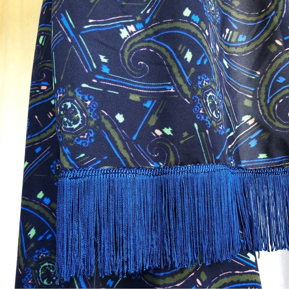 SOLD Vintage 60s Empire Maxi Dress + Matching Tassel Trim Pashmina Style Shawl - Picture 8 of 9